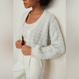 Checked Knitted Cardigan